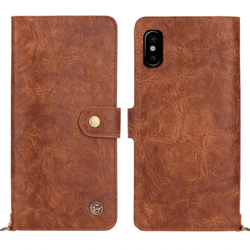 

Новое поступление, кожаный чехол-кошелек в стиле ретро с откидной крышкой для карт для iPhone X, XS, деловой чехол-подставка для смартфона, задняя...