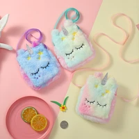 cartoon plush shoulder bag little princess cute unicorn square messenger bag girly coin purse childrens birthday gift