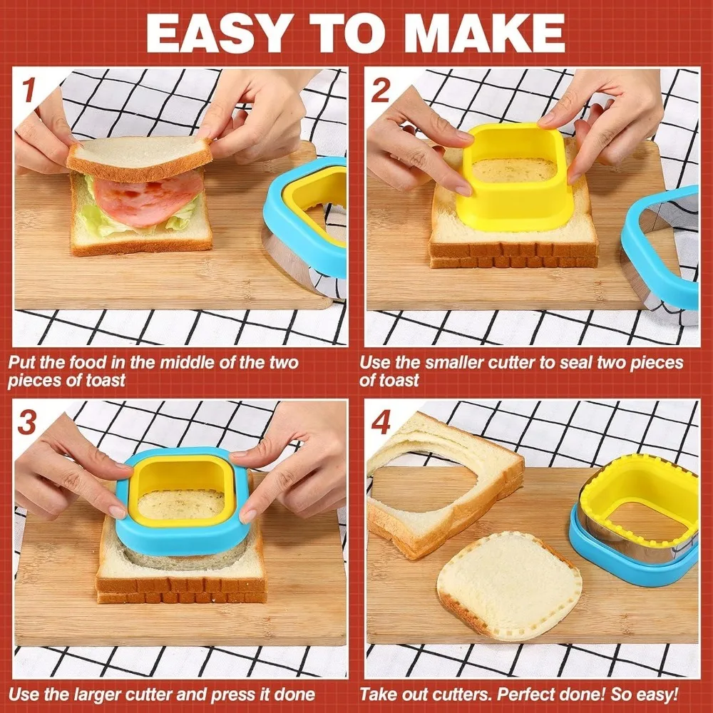 Набор для резки и герметика сэндвичей 4 шт. деусилитель хлеба блинница сердце