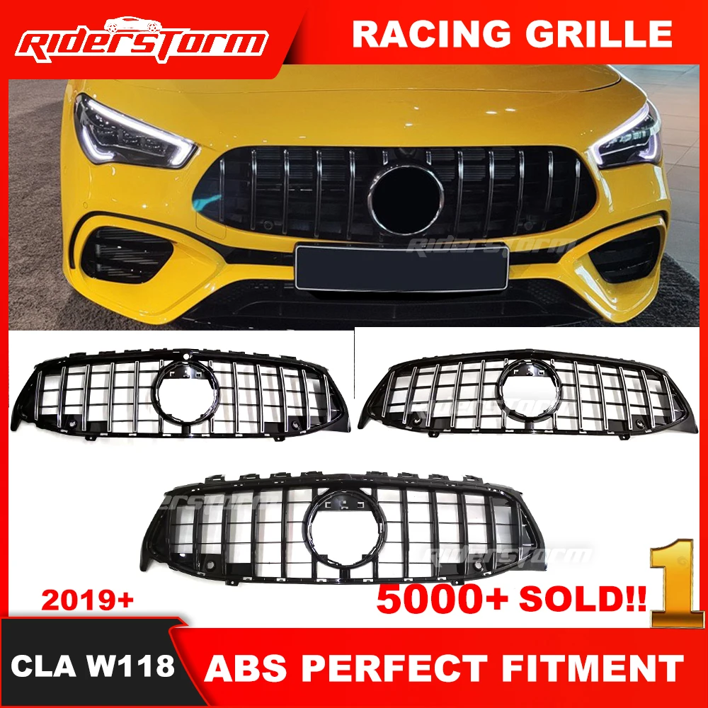 

Year 2019 2020 2021 Front Bumper Grille For Merced CLA Class W118 Grille For CLA200 CLA35 CLA180 W118 GT Grille With Camera Hole
