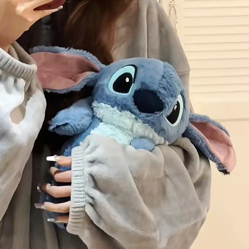 Фото Disney Stitch аниме зимняя очень большая плюшевая бутылка для горячей воды женская домашняя грелка для рук праздничный подарок для девушки №1