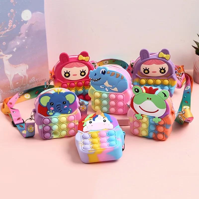 

New Fashion Kawaii anime Animal Shoulder Bag Fidget Toys Decompression Sensory Anti-Stress Relieve Squishy Squeeze Toys for Kids