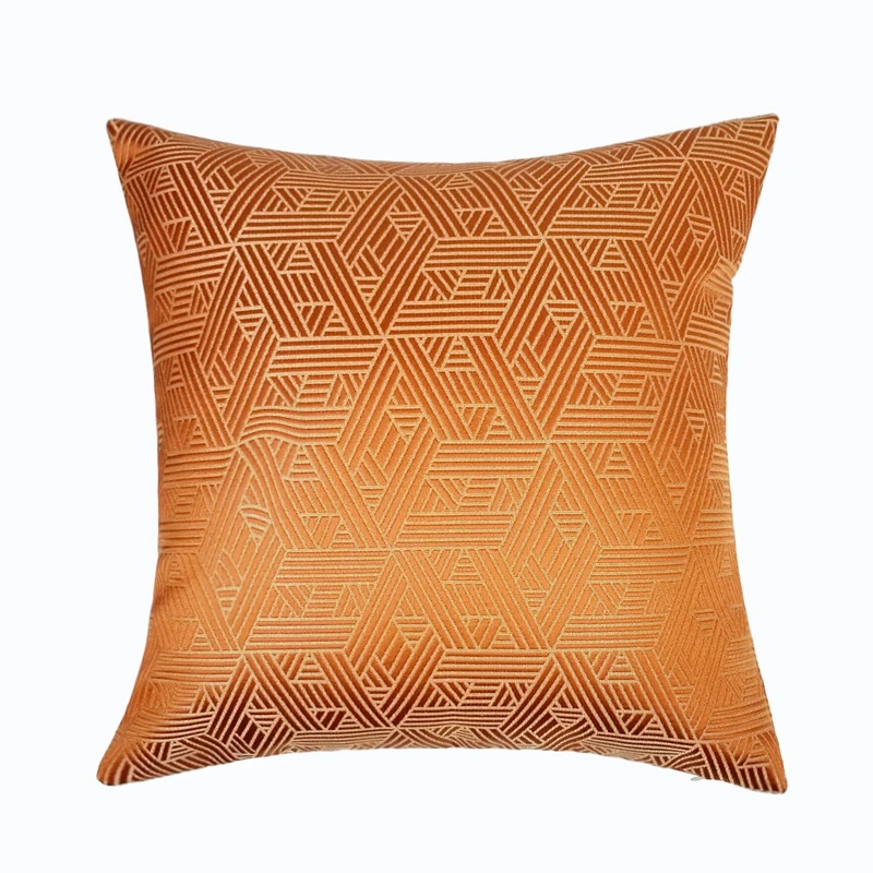 

Contemporary Pillow Cover Orange Geometric Woven Home Sofa Decorative Hotel Car Furnishing Interior 45x45cm 1 Piece Pack