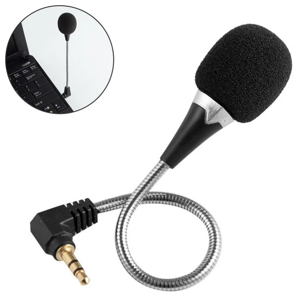 

Mini Flexible 3.5mm Metal Interface Microphone Mic Bent Head Reduce Noise Record Microphone for PC Laptop Notebook Sound Card