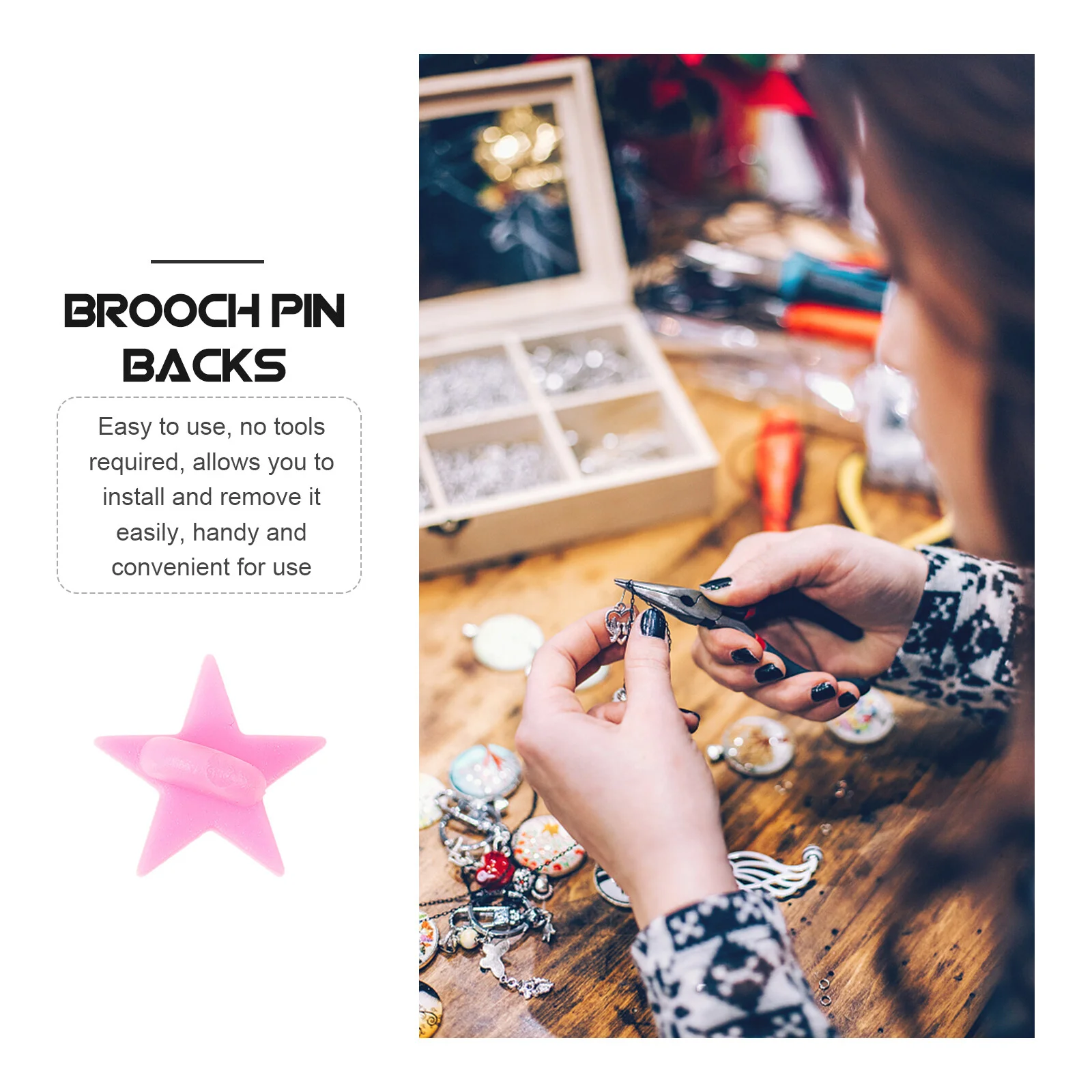 100Pcs Pin Back Lock Clamp Replaceable Pin Back Star Shape Locking Pin Back for Brooch Replacement