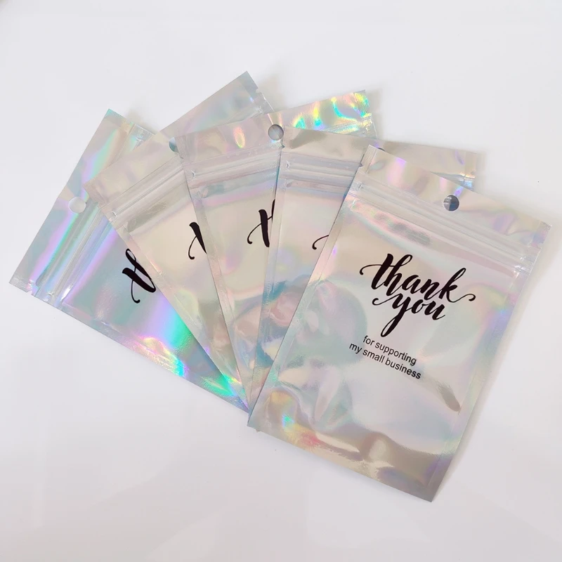 

F19D 100X Resealable Packaging Mylar Bags Rainbow Color Packaging Pouch