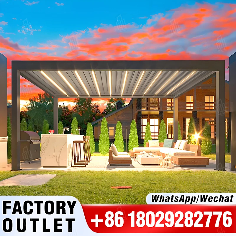 Фото Mooxon Pergola, современная палатка-альтанка, садовая уличная выдвижная навесная крышка, патио, беседка, тент, алюминиевый павильон №2