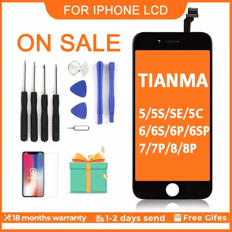 Премиум Tianma ЖК-экран для iPhone 6 7P 8 8Plus дисплей сенсорный экран 5 5S 6S Plus без битых