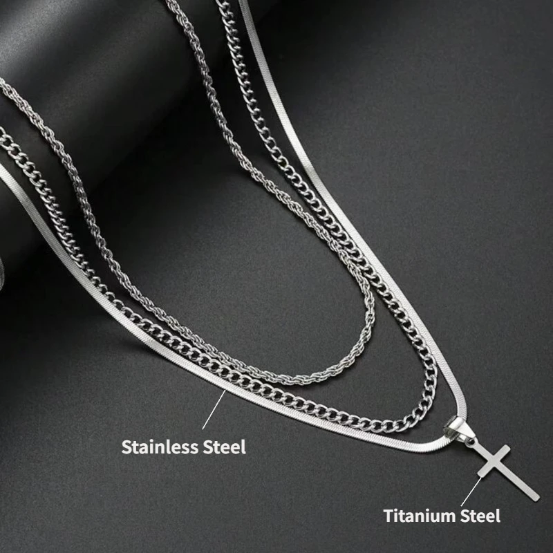 Цепочка многослойная из нержавеющей стали в стиле хип-хоп 2024