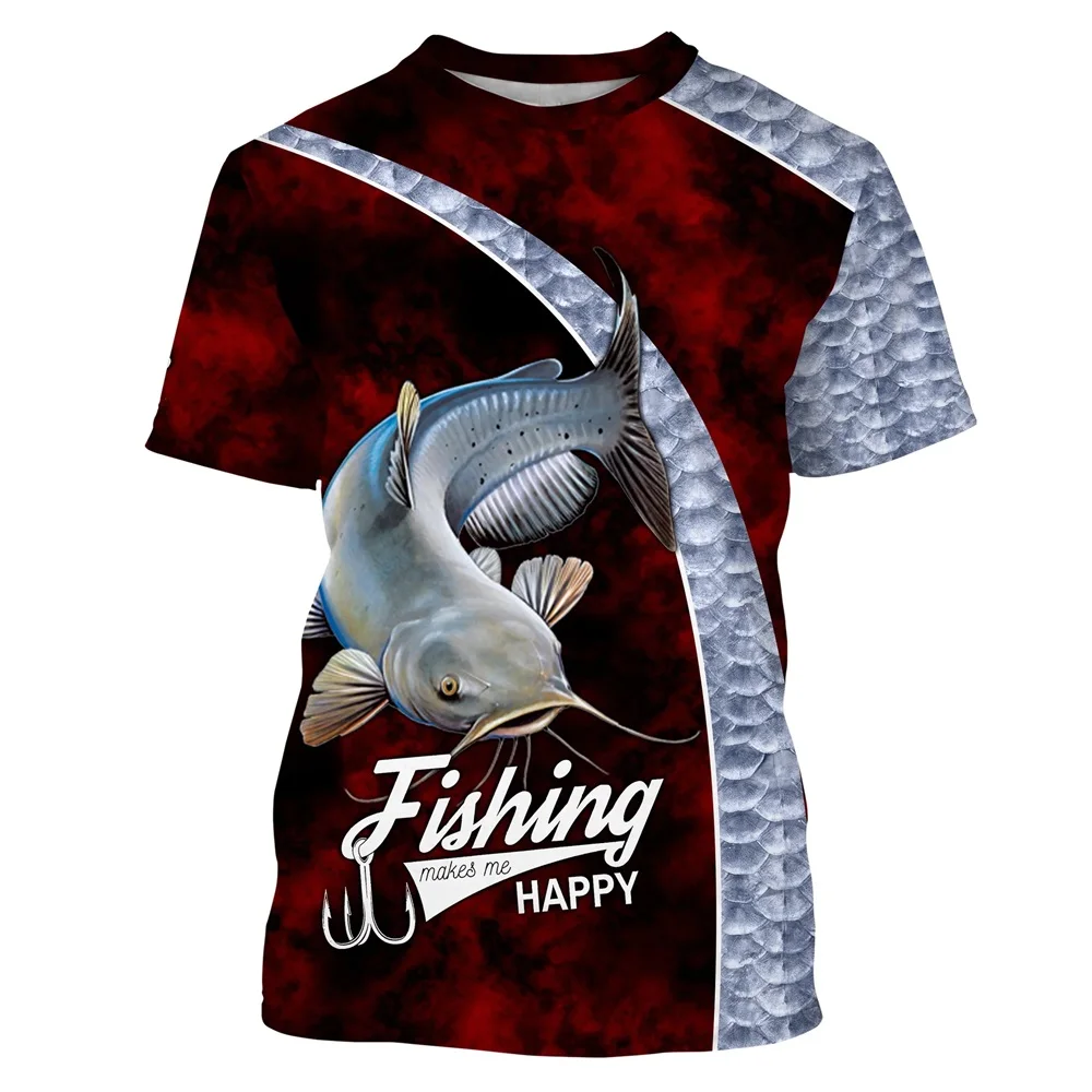 

Catfish Fishing Camo Customize 3D Printed Mens t shirt Cool Summer Casual style Unisex T-shirt gift for fisherman