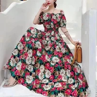 30 styles bohemian summer maxi dress for women 2022 short sleeve floral print holiday casual beach dress female vestidos 4xl