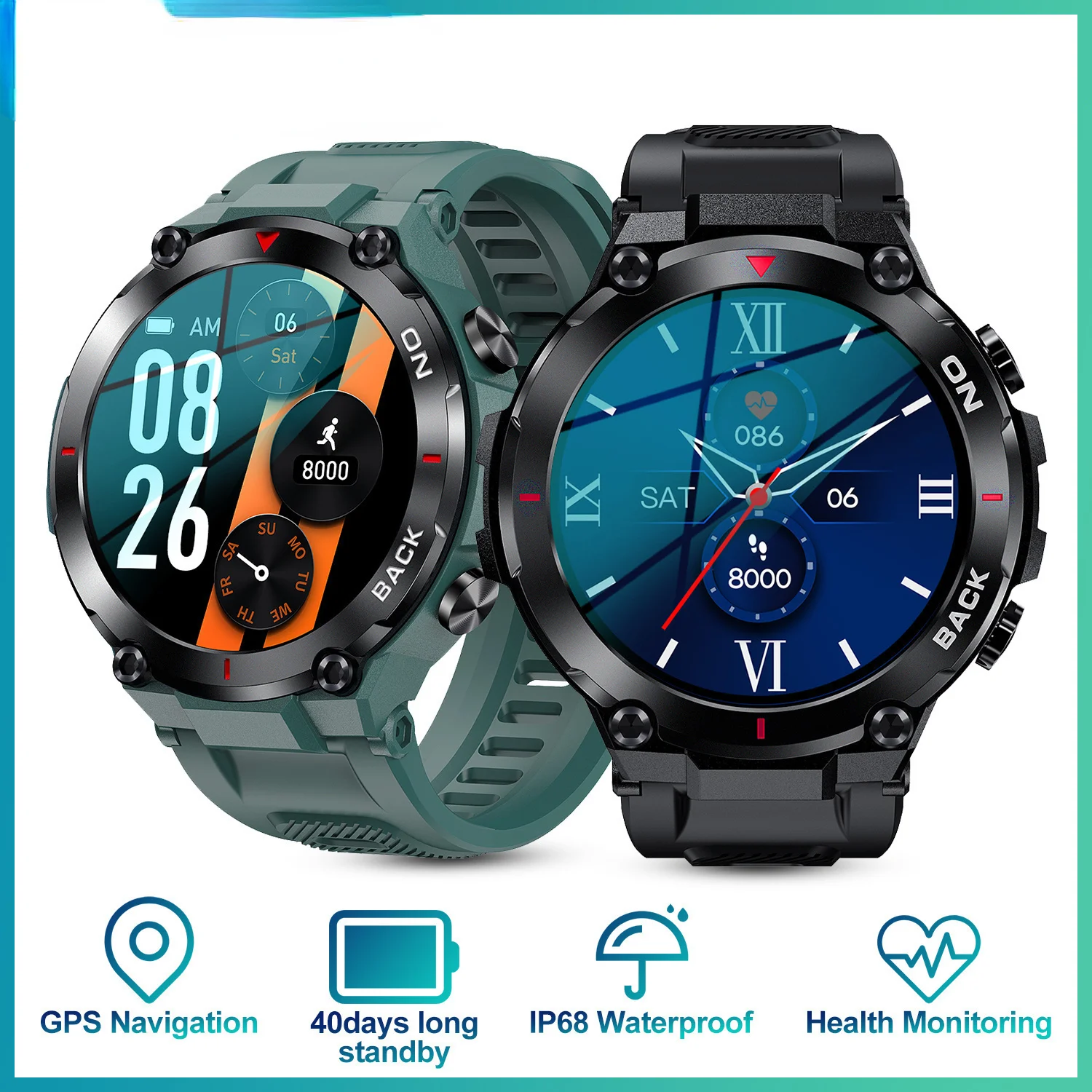 

K37 Smart Watch Bluetooth Call Men 1.32IPS Phone Watch 480mah Fitness Tracker 24/7 Heart Rate Waterproof Smartwatch PK K27 K22