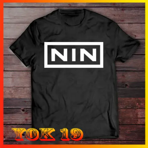 

Hot NEW Nine Inch Nails Grey & White NIN Logo Black T Shirt