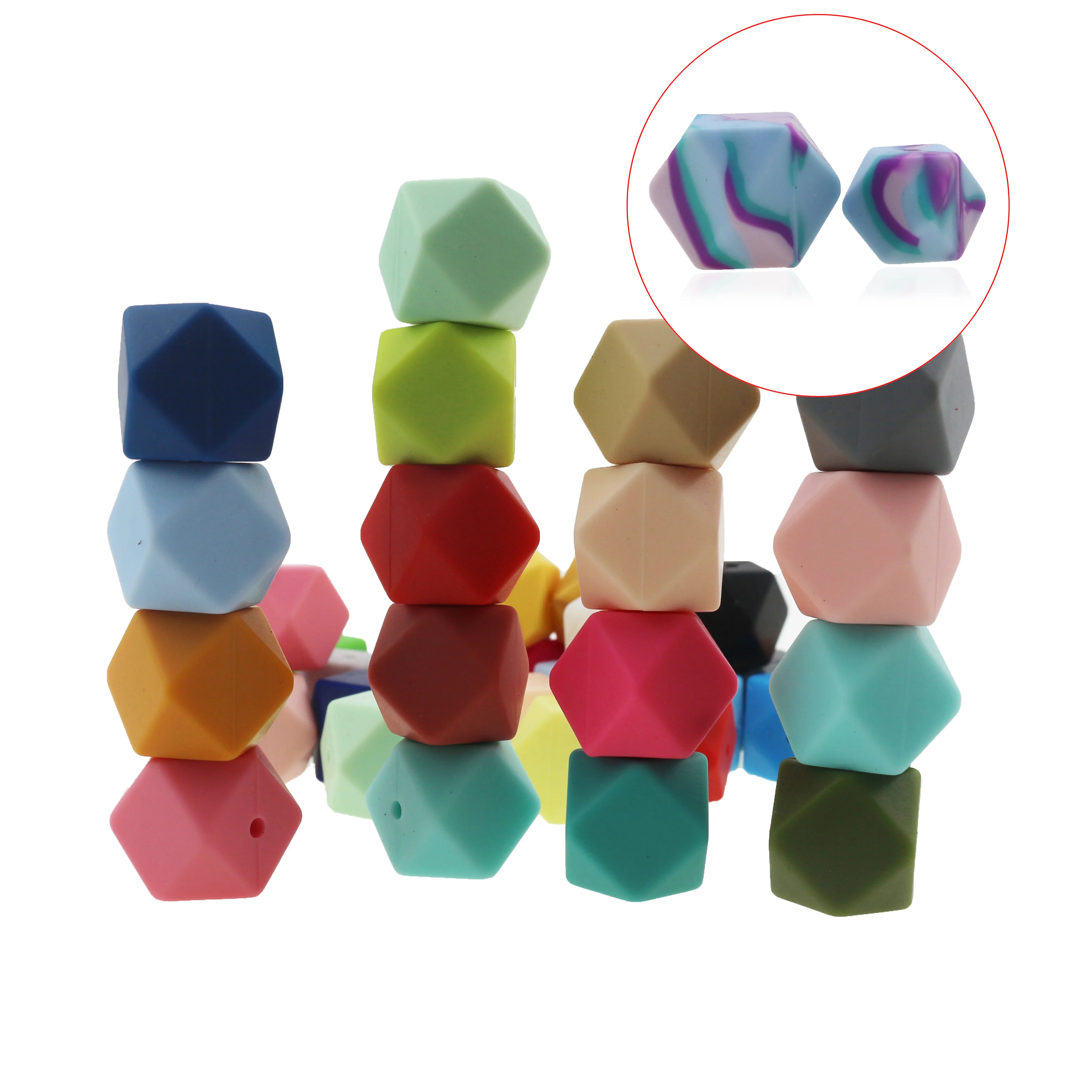 

100Pcs 13mm 17mm Hexagon Silicone Beads Food Grade Baby Teething Beads DIY Baby Teething Necklace Accessories Baby Teether