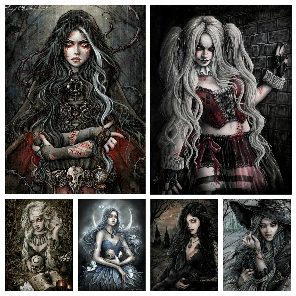 

Vampire Girl Witch 5D DIY Diamond Painting Mosaic Gothic Fantasy Dark Art Cross Stitch Embroidery Rhinestones Picture Home Decor