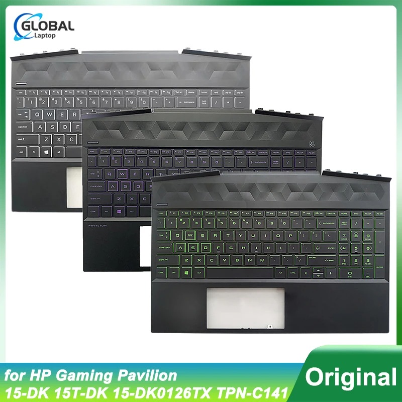 US Original Keyboard New for HP Gaming Pavilion 15-DK 15T-DK 15-DK0126TX TPN-C141 Laptop Palmrest Upper Cover Case Replacement