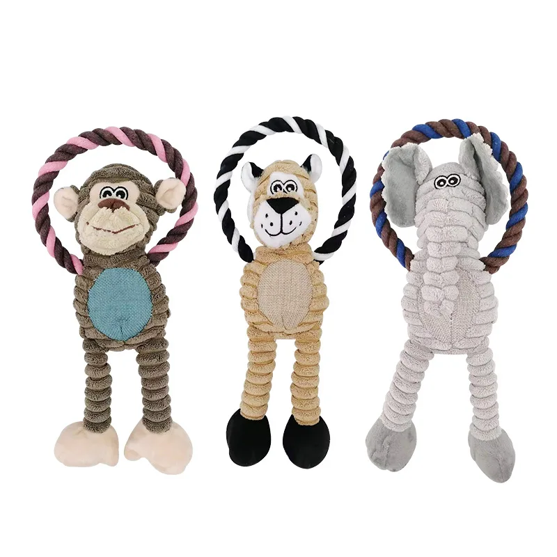 

1Pcs 30X12CM Corduroy Cartoon Animal Shape Puppy Chew Toys Funny Lion/Monkey/Elephant Bite Knot Toy Pet Products