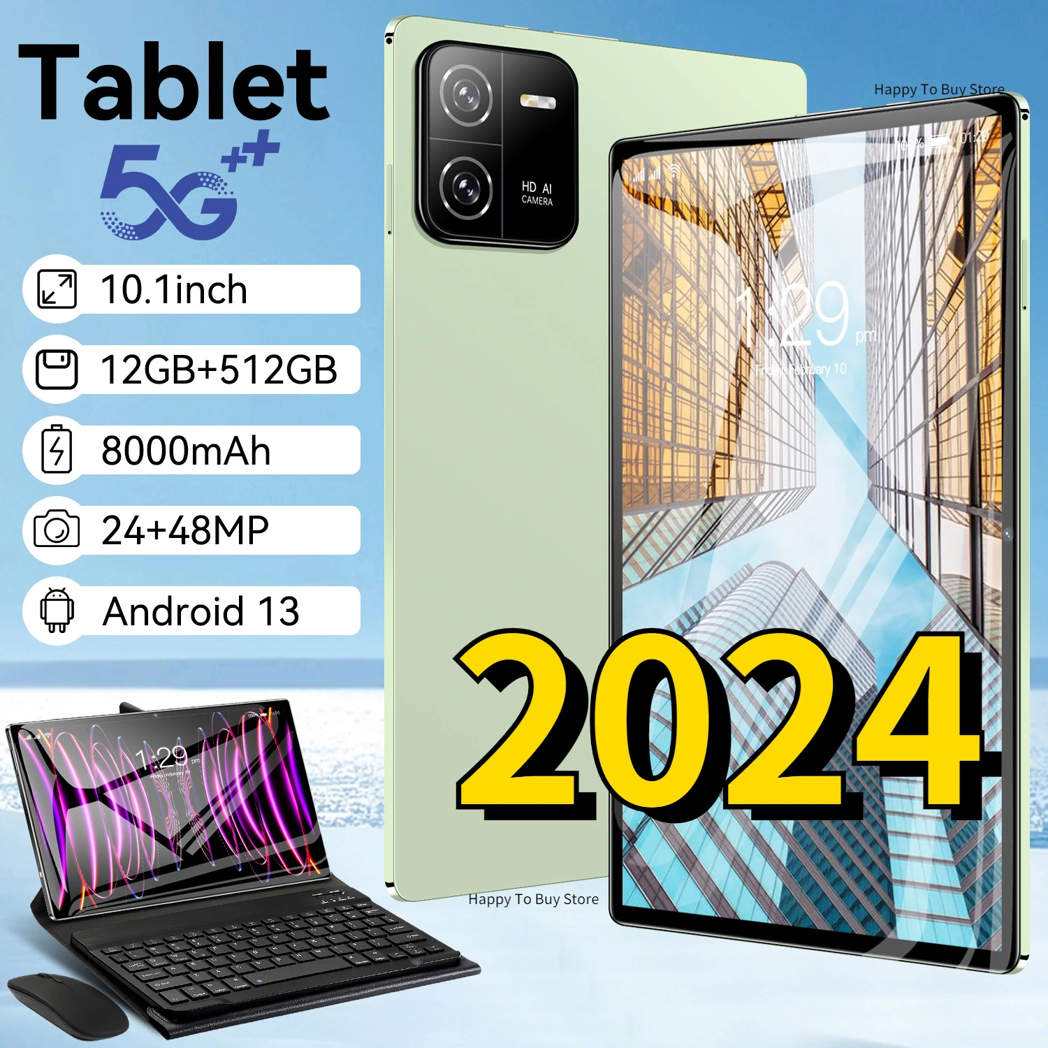

2023 Global Version New Pad6Pro Tablet Android13 10.1 Inch 12GB 512GB 5G Dual SIM Phone Call GPS Bluetooth WiFi Google Tablet PC