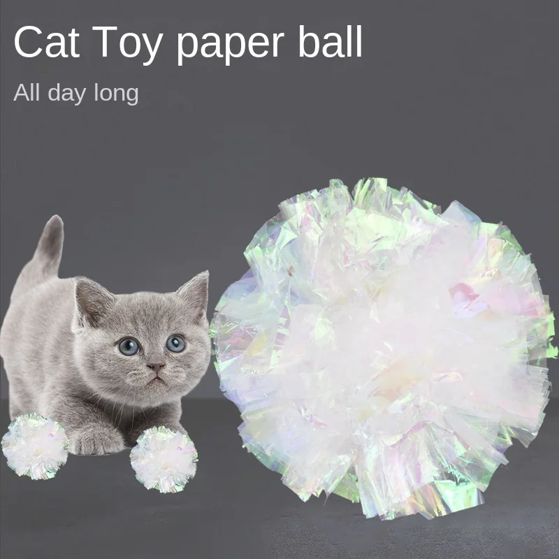 

Pet Cat Toy Colorful Phonation Paper Ball To Relieve Boredom Cat Toy