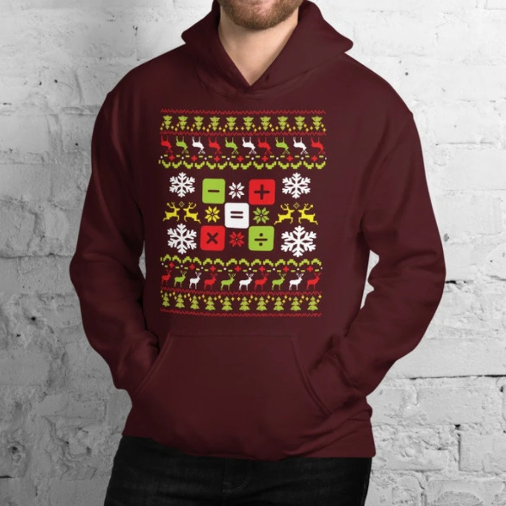 Новинка в толстовках и свитшотах Professeur De Mathém 37 Noel Ugly Christmas толстовка с длинными