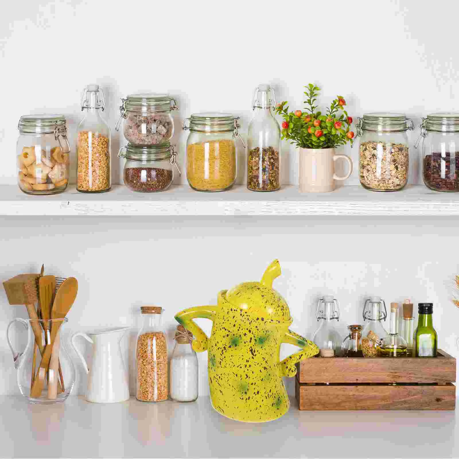 

Canister Attitude Jars Desktop Coffee Bean Multi-function Ceramics Convenient Storage Sealed