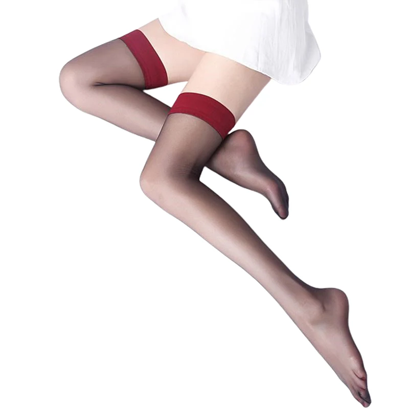 

Sexy Women Ultra Thin Stockings Over The Knee Nylon Red Edge Black Silk Long Thigh Socks Hot Girl Non-slip Red Edge Stockings