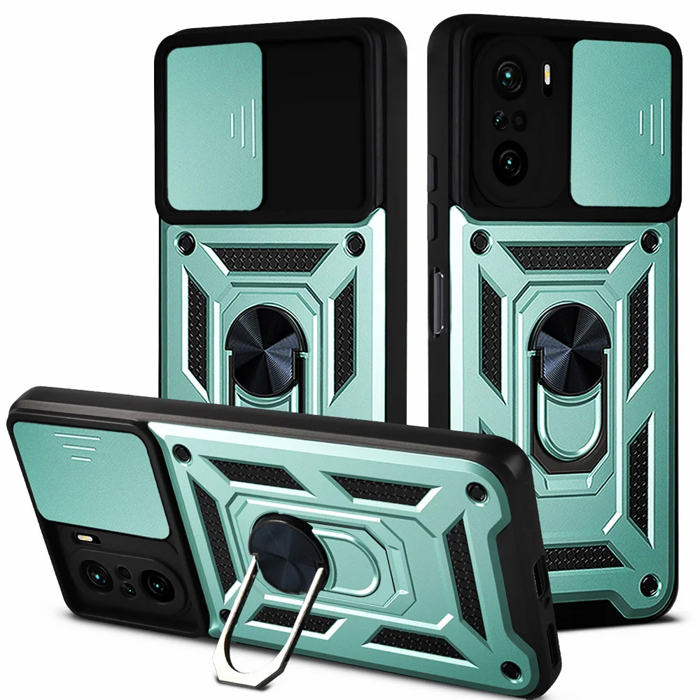 

for Xiaomi Poco F3 X4 M4 Pro 5G Mi 11T Pro 11i Case Slide Camera Protection Ring Stand Cover for Poco F3 M4 Pro Funda PocoF3