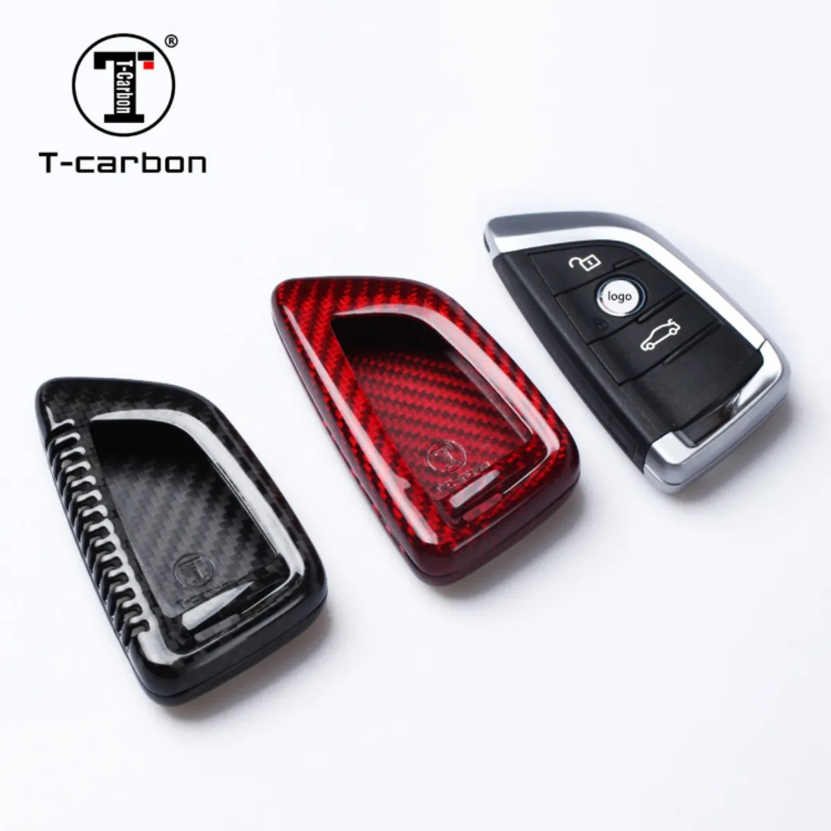

T-carbon Glass Carbon Fiber Car Auto Key Case Shell For BMW X5 X6