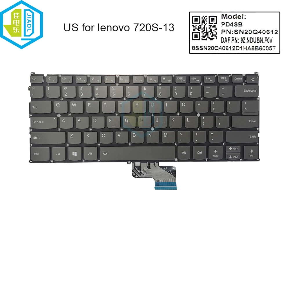 

US Laptop Backlit Keyboard for Lenovo IdeaPad 720S-13 720S-13IKB 720S-13ARR Notebook Keyboards With Backlight PC4SPB SN20M62327