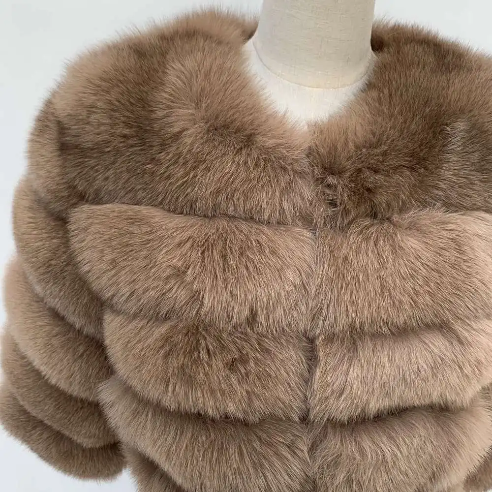 Real Fox Fur Short Coat Women Winter Warm Luxury Natural Fox Overcoat Genuine Temperament Fur Jacket Fashion Joker Outwear