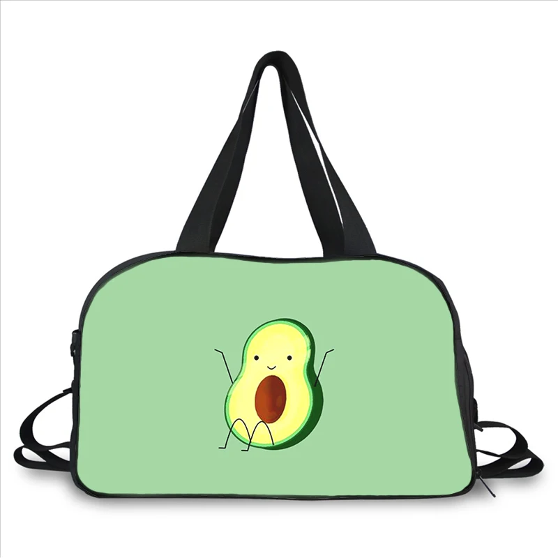 Cartoon cute avocado 3D printing fashion trend portable large capacity multi-function messenger bag travel bag