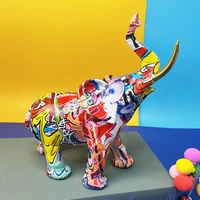 nordic creative animal ornaments colorful elephant decoration living room wine cabinet home 0ffice decoration resin crafts l040