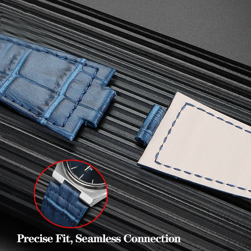 Genuine Leather Watchband For Tissot PRX Super Player T137.407 Series Stainless Steel Watch Band Strap Bracelet Accessories 12mm