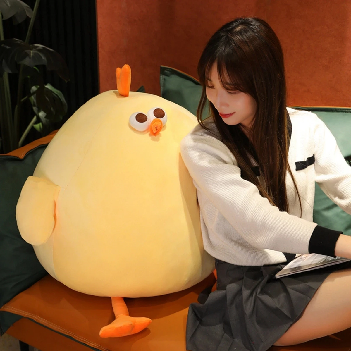 

25-55cm Kawaii Fat Chicken Creative Plush Stuffed Toys Round Chicken Baby Dolls Sofa Cushion Appease Toys For Kids Gift