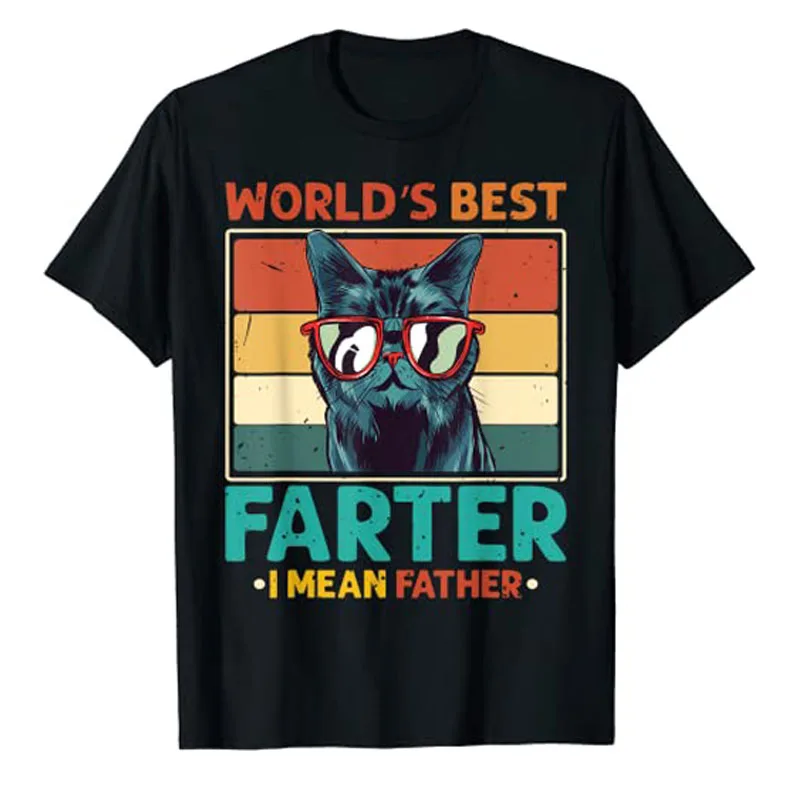 

Worlds Best Farter I Mean Father T-Shirt Best Cat Dad Ever Tee Tops Fashion Cute Kitty Lover Graphic Outfits Daddy Husband Gifts
