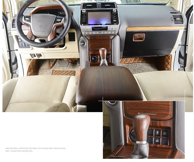 

Роскошная хромированная деревянная рамка для TOYOTA Prado FJ150 2018, декоративная рамка для салона автомобиля, аксессуары для стайлинга автомобиля