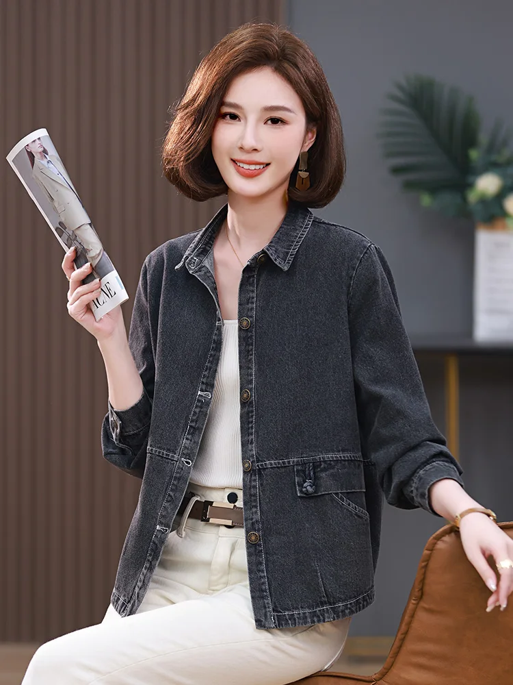 Джинсовое пальто женское весна-осень 2024 новинка свободная куртка больших