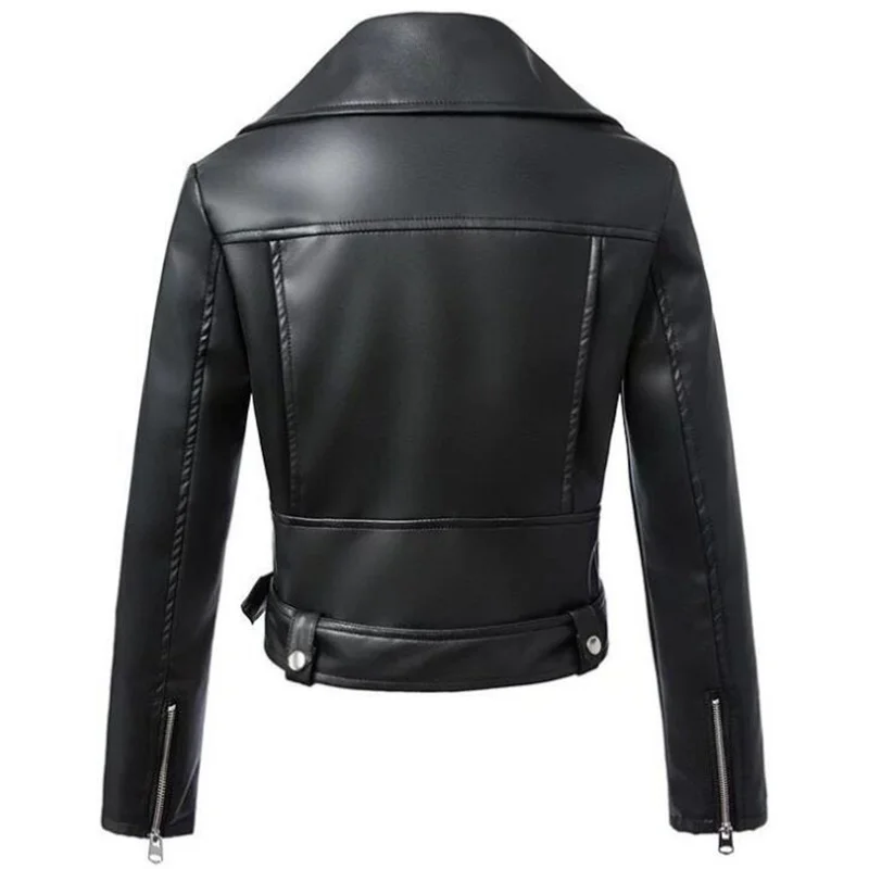 Spring autumn leather jacket women motorcycle short coat mujer casacas para chamarras de veste femme jaqueta couro korean black enlarge
