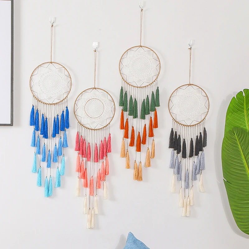 

Tassel Dream Catcher Hand Woven Hanging Ornament Home Living Room TV Background Wall Decoration Wind Chime Furnishings Crafts