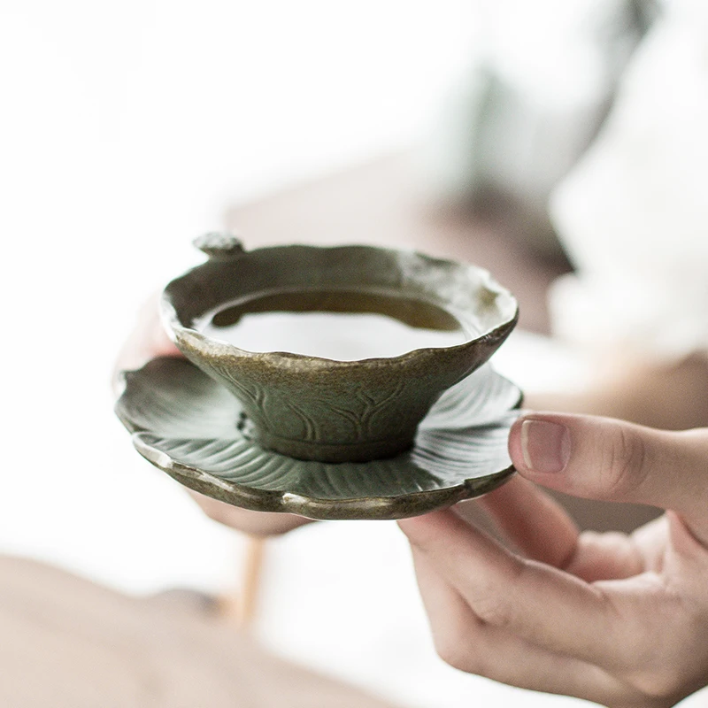 Керамический набор чайных чашек и блюдец ручной работы