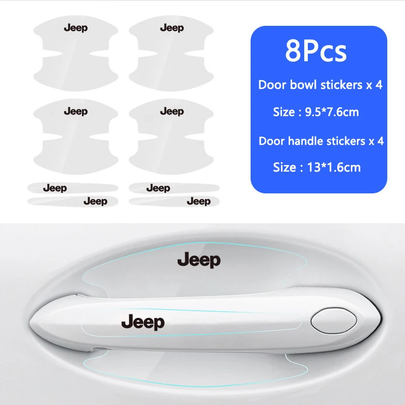 TPU Car Transparent Door Bowl Handle Protective Film Sticker For Jeep Renegade Compass Grand Cherokee Wrangler jk Gladiator