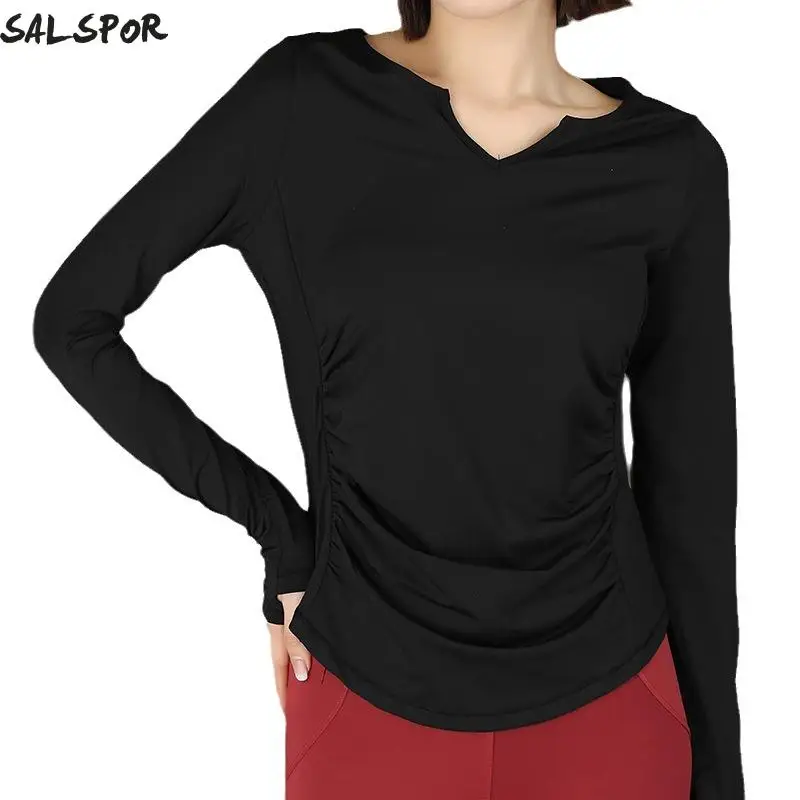 

Женская Спортивная футболка SALSPOR с V-образным вырезом и длинным рукавом