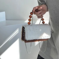 vintage womens shoulder crossbody bag tortoiseshell beads handbags 2022 cute fur splicing messenger bag small purse wallet