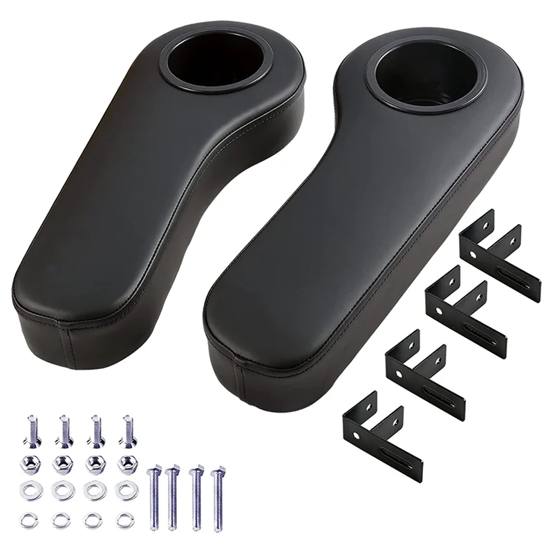 

Golf Cart Armrest with Cup Holder, Drink Holder for Club Car EzGo Yamaha Rear Seat Kit Black