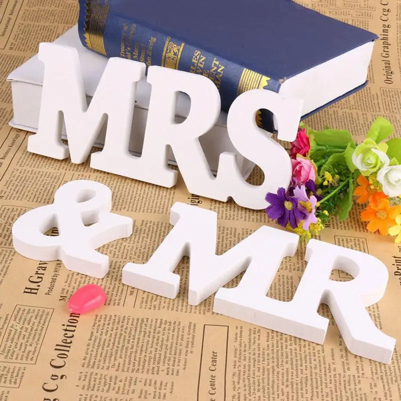 Свадебное украшение из белых деревянных букв Mr & Mrs - декор для дня рождения, украшение стола для молодоженов и декор для вечеринки в честь рождения ребенка.