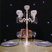 76cm tall 5 arms silver candelabras crystal candle holder wedding centerpieces