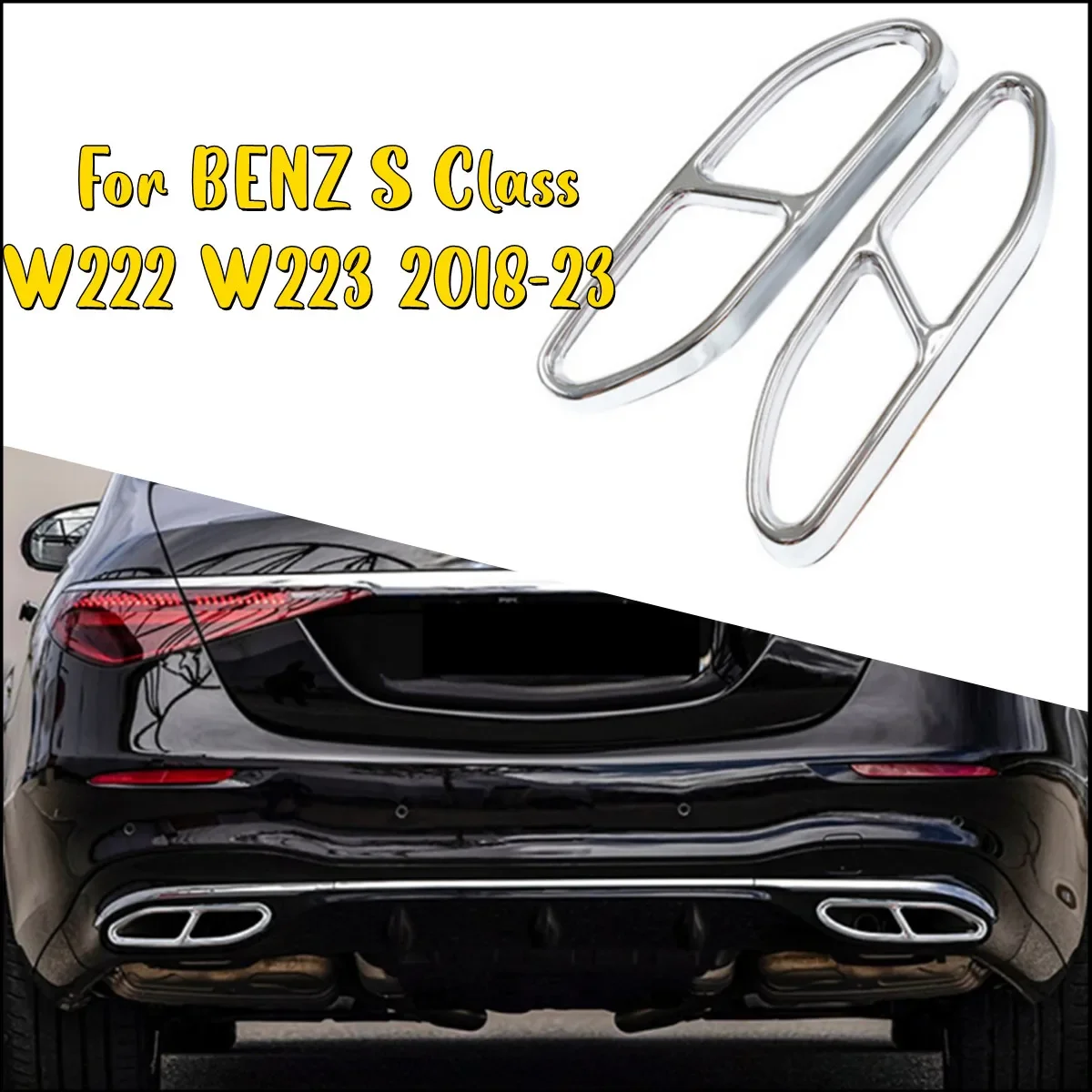 

Chrome Car Exhaust Tail Pipes Decoration Frame Tail Throat Pipe Modified Cover Trim For MERCEDES BENZ S Class W222 W223 2018-23