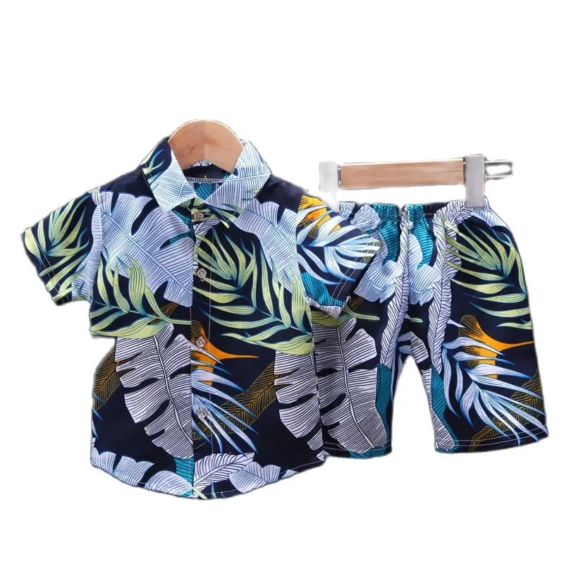 

Комплект одежды с цветочным принтом для маленьких мальчиков, летняя рубашка с короткими рукавами топ + штаны, комплект из 2 предметов, От 1 до ...