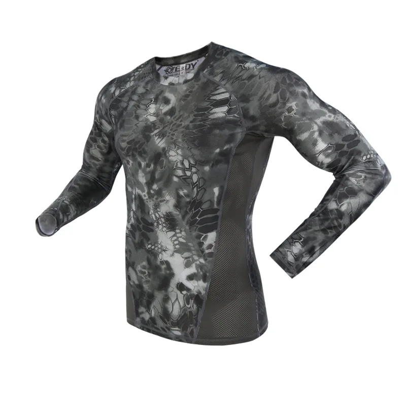 Men's Hiking T-shirt Spring Outdoor Camouflage Breathable Quick-drying Sports Bottoming Size M-2XL Comfortable Camo Climbing Top