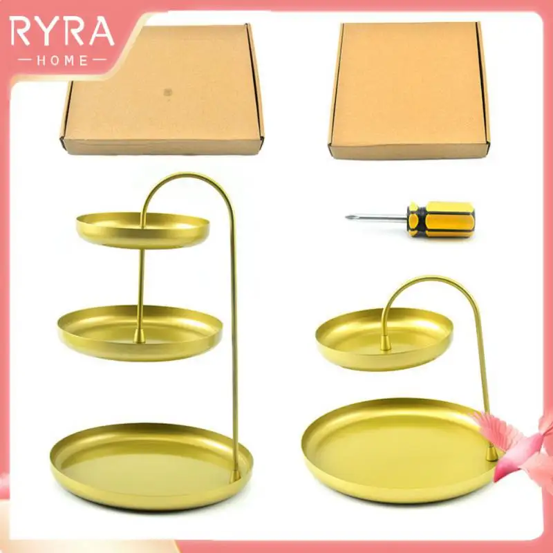 

High Hardness Three-tiered Fruit Plate 3 Layer Cake Stand Plates Heat-resisting Food Grade Gold Multi-layer Snack Holder